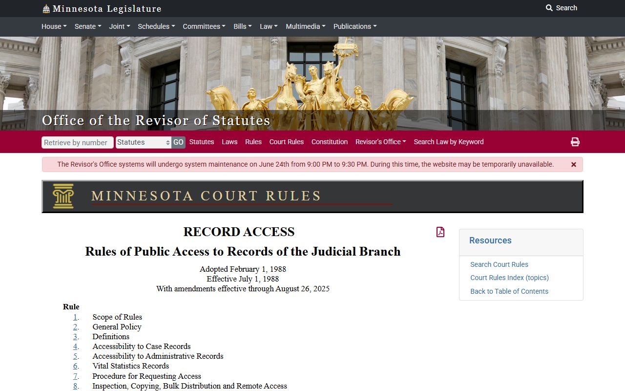 Norman County court records Minnesota public access rules