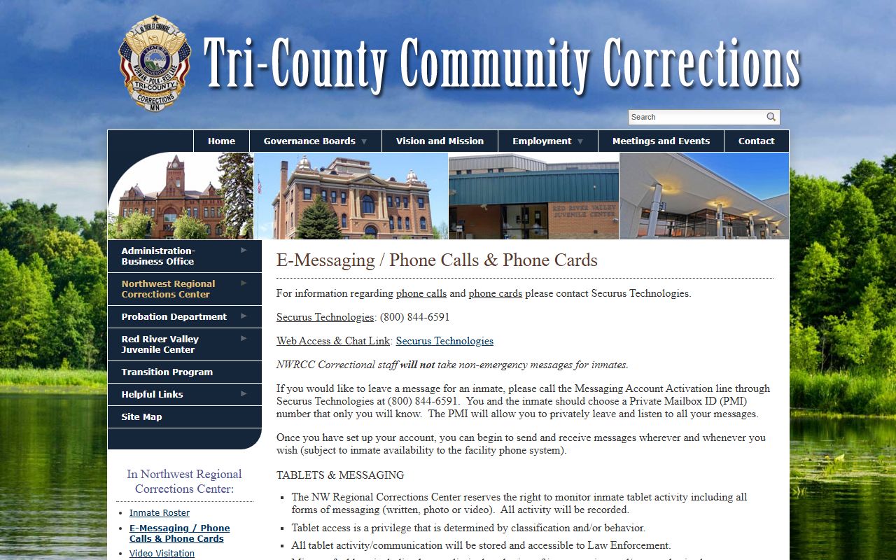 Norman County inmate records phone messaging tablet rules