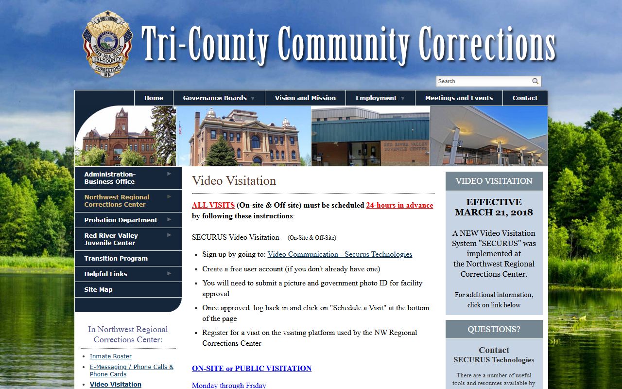 Norman County inmate records NWRCC video visitation rules