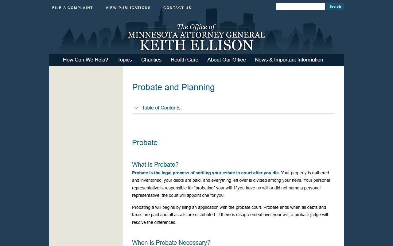 Norman County probate records Minnesota Attorney General probate handbook