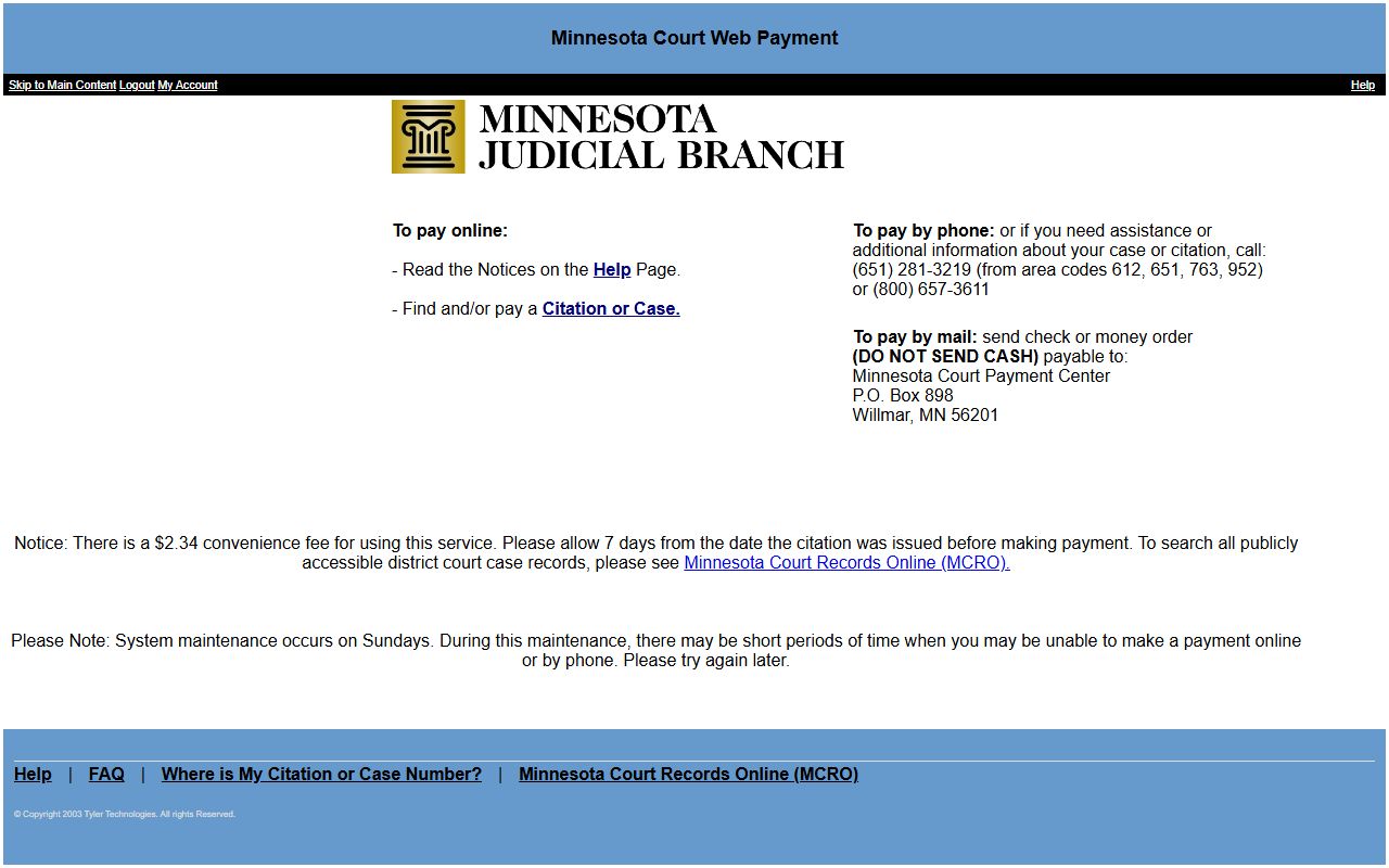 Norman County traffic court records Minnesota Court Web Payment